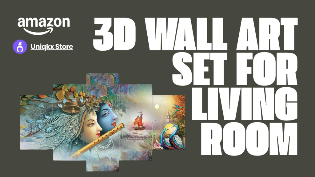Radha Krishna 3D wall art set for living room home decor by Uniqkx Store on Amazon Store.